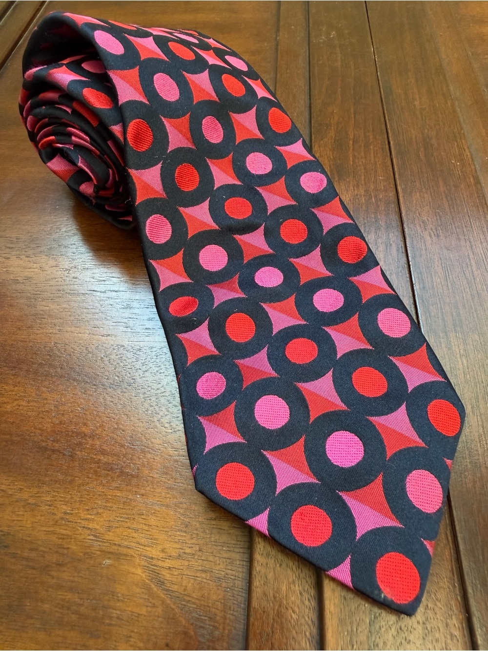 Ted Baker Kids Red & Pink Geometric Silk Tie